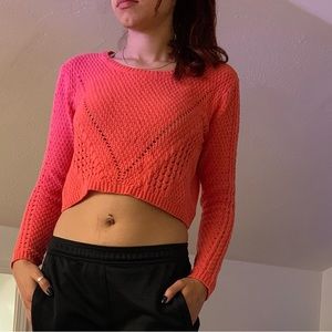 cropped hot pink sweater top